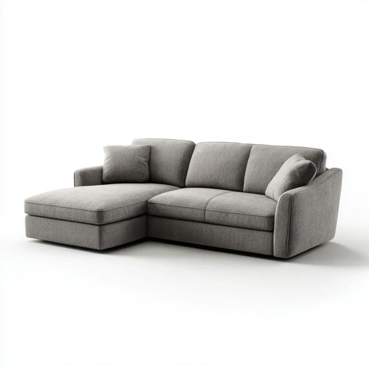 Sofa, 3-osobowa poliestrowy sofa szara z lewym szezlongiem 240 x 160 x 85 cm