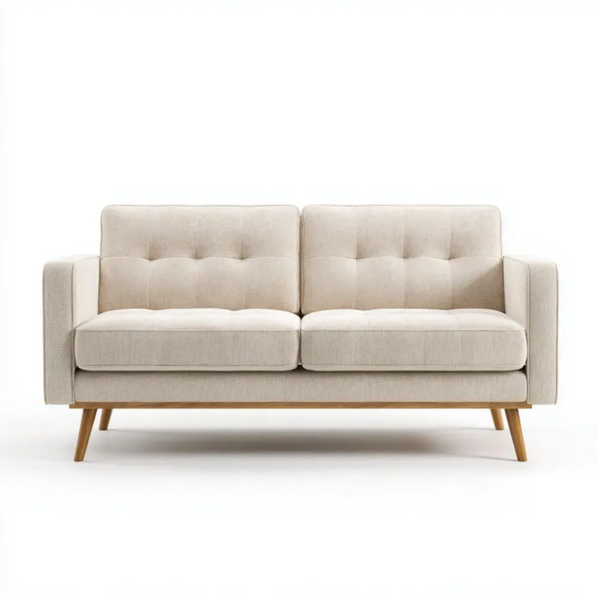 Sofa, Podwójna sofa w poliestrze z drewnianymi nóżkami, 158 x 78 x 83 cm