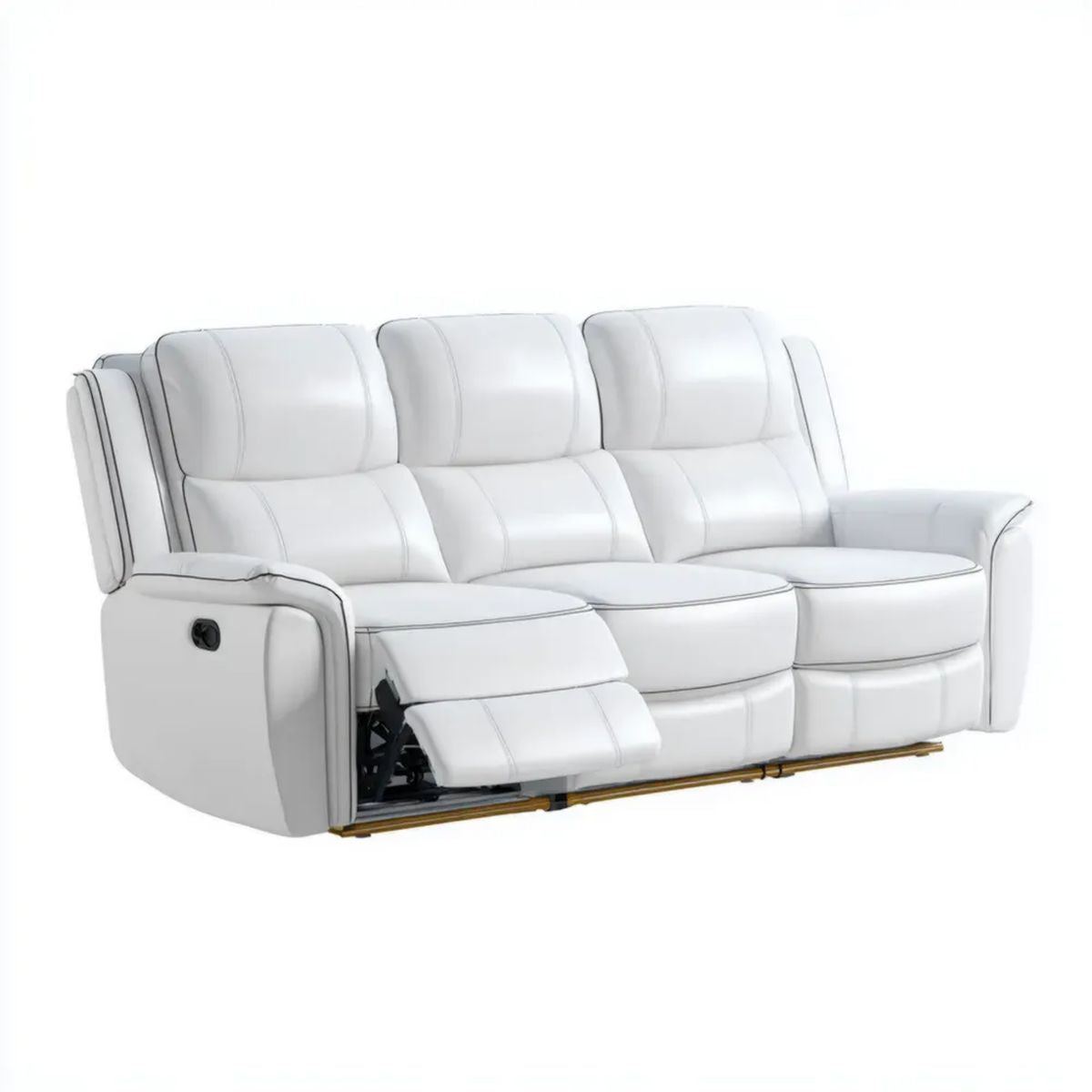 Sofa, 3-osobowa Belibiel sofa w PU Belicower skóra z podnóżkiem podręcznym, 210 x 97 x 102 cm