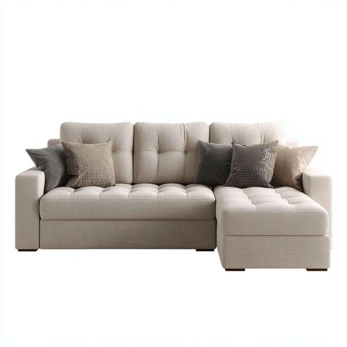 Sofa, 3-osobowa poliestrowy beżowy sofa, 240 x 150 x 85 cm