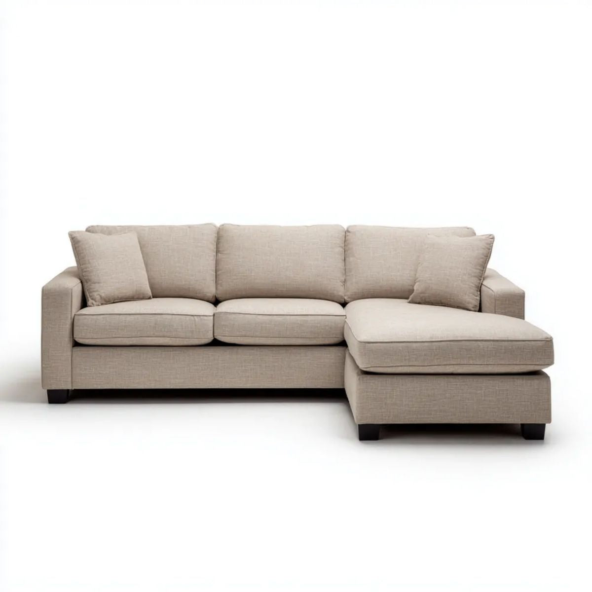 Sofa, 4-osobowa poliestrowy beżowy sofa z melidyanem, 260 x 160 x 85 cm