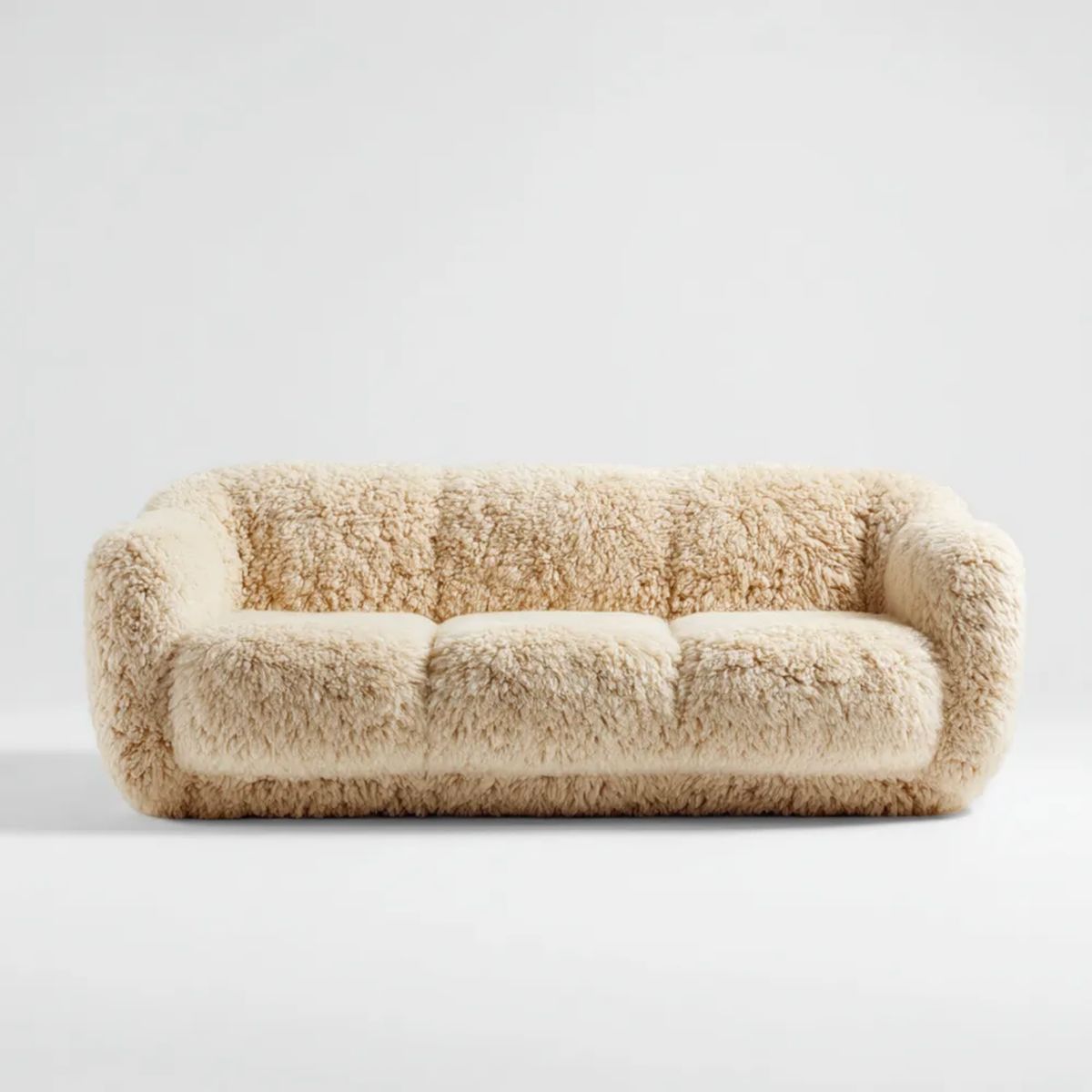 Sofa, Beżar 3-osobowa sofa w długowłosym poliestrze, 200 x 95 x 75 cm