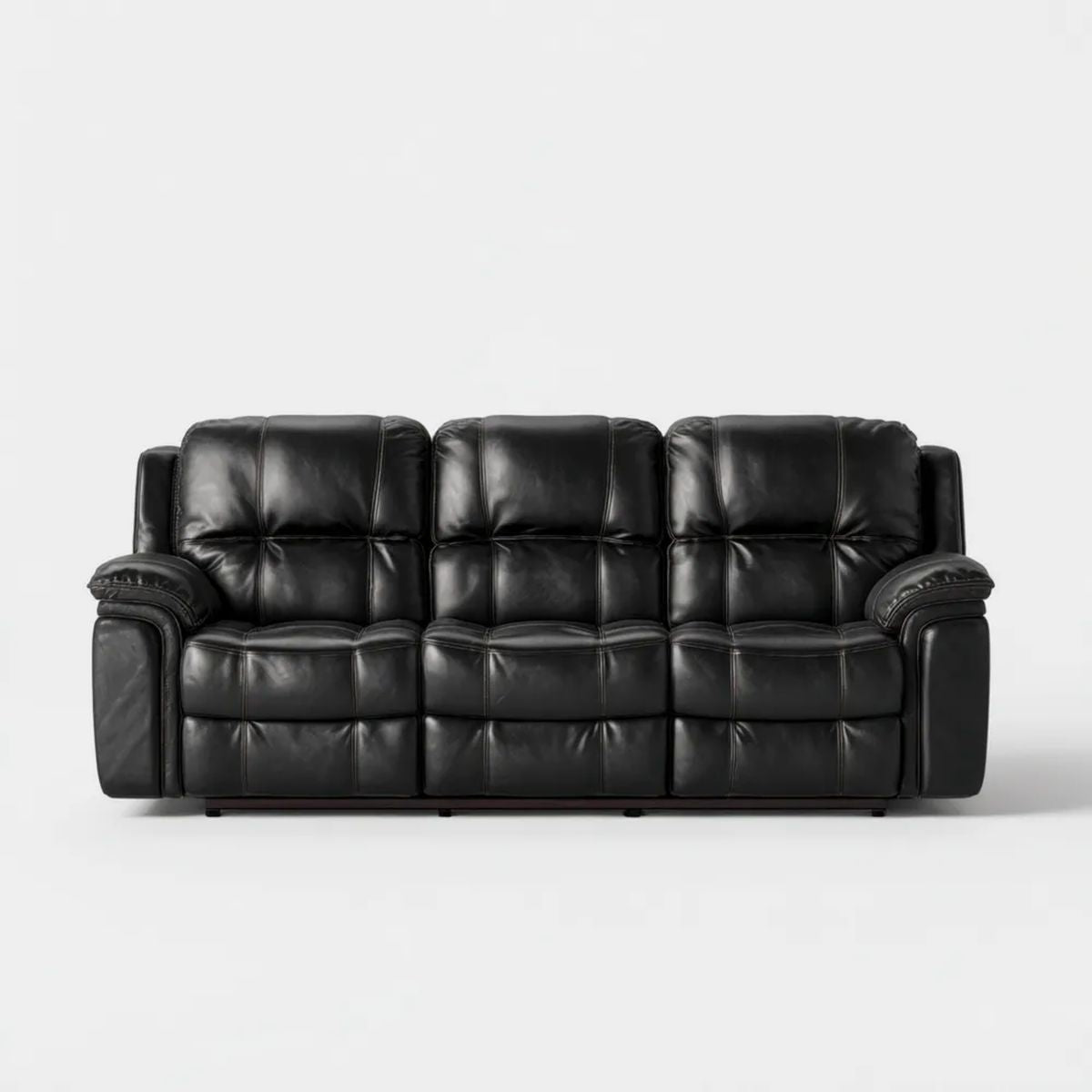 Sofa, 3-osobowa w kolorze czarnym w kolorze syntetycznym PU, 210 × 95 × 102 cm