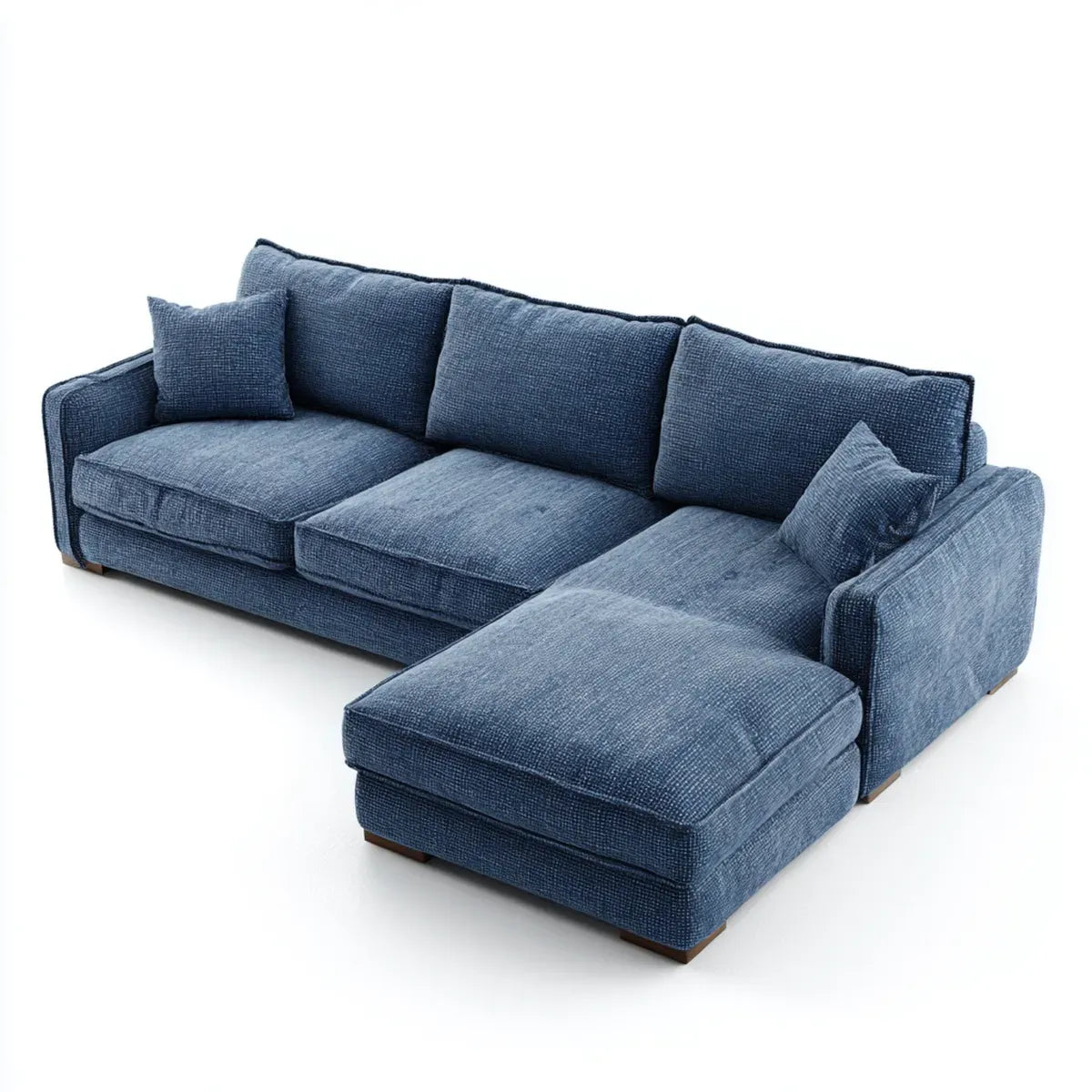 Sofa, Kanapa narożna z niebieskim szezlongiem 280 x 170 x 88 cm poliestrowy kształt L