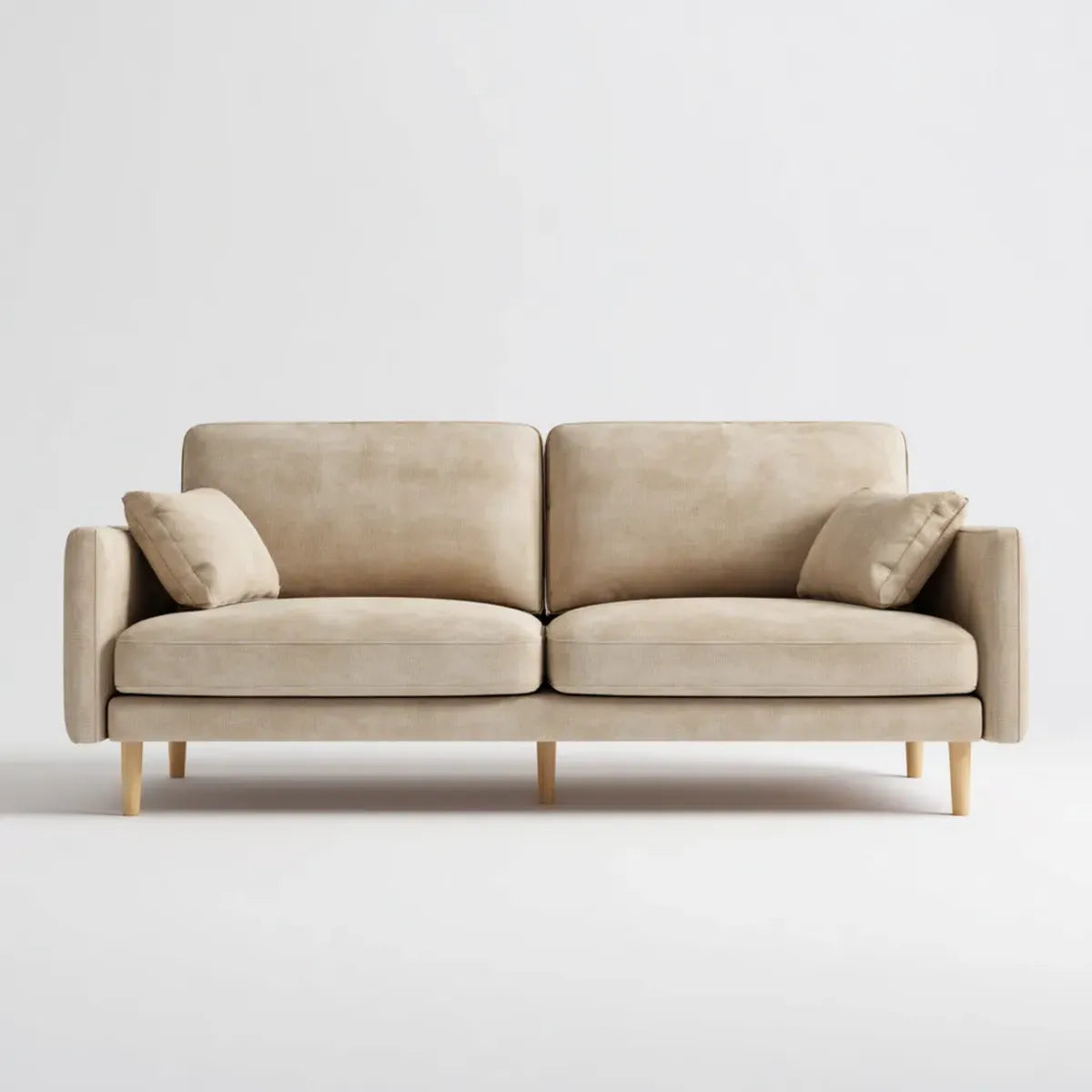Sofa, 3-osobowa kanapa beżowa 210 x 88 x 82 cm poliestrowy aksamit prostokątna