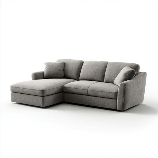 Sofa, 3-osobowa poliestrowy sofa szara z lewym szezlongiem 240 x 160 x 85 cm