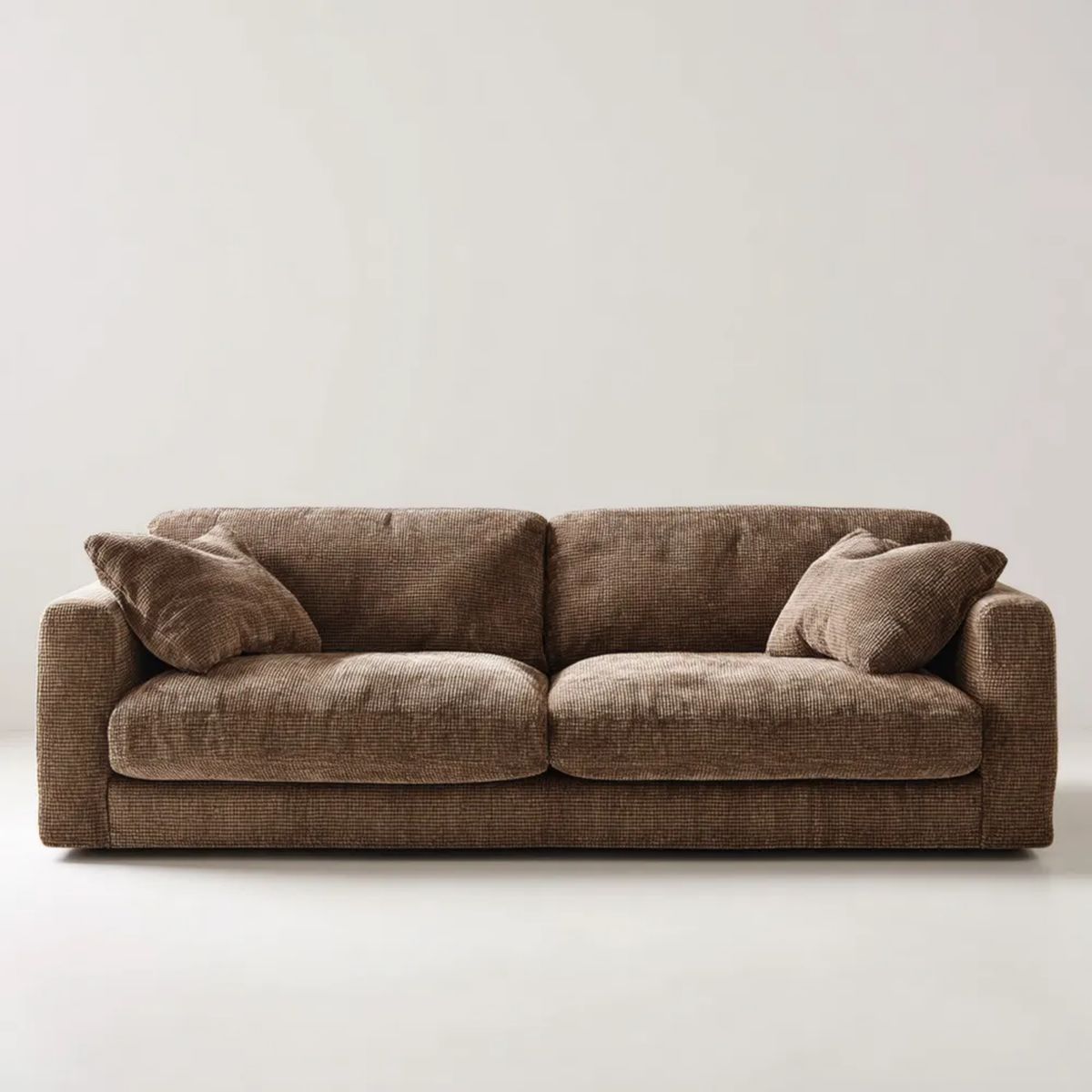 Sofa, 3 brązowa sofa w poliestrze żebrowana Berevelvet, 220 x 95 x 85 cm