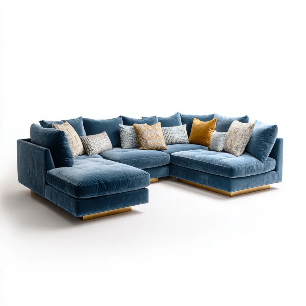 Sofa, 5-osobowa olejek niebieski sofa w poliestrze ephelvelt, 300 x 220 cm