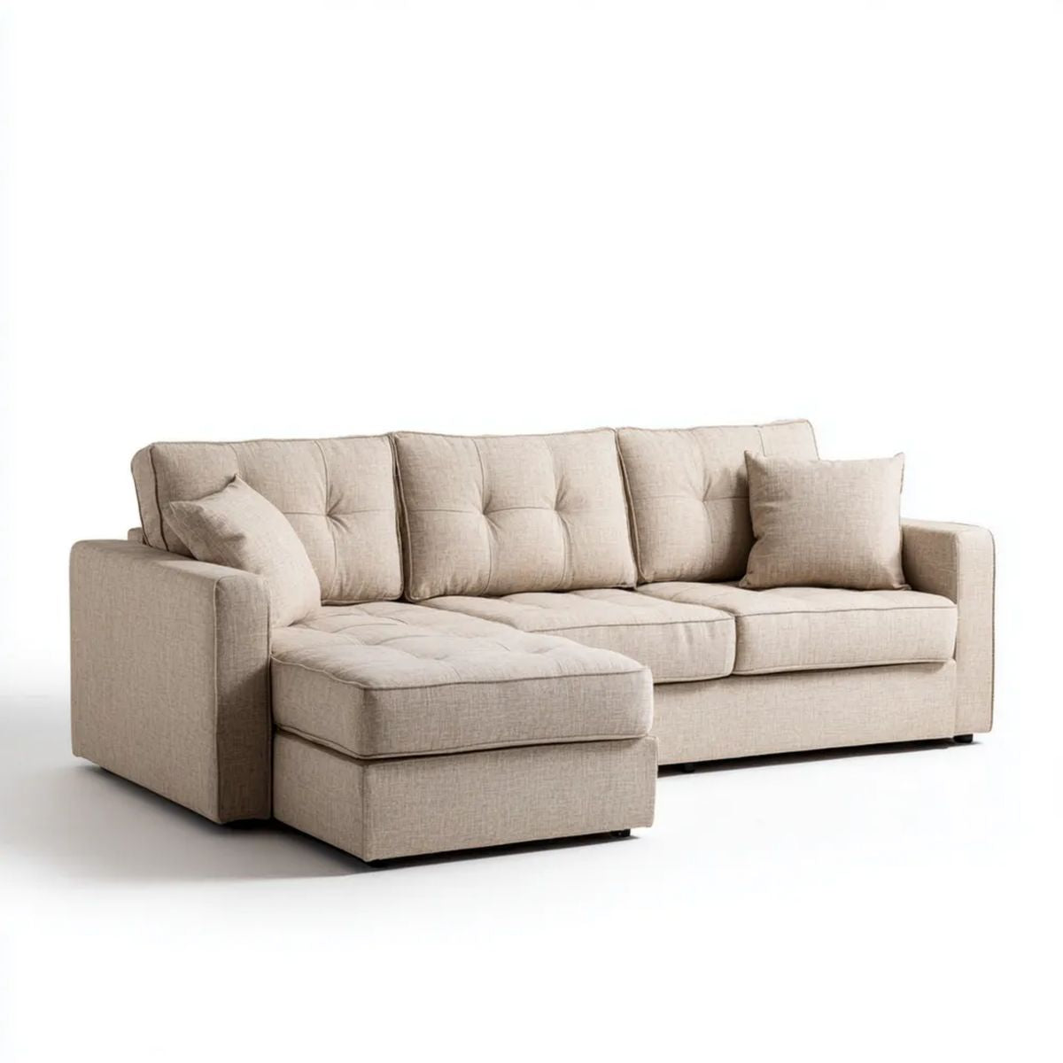 Sofa, 3-osobowa poliestrowy sofa z 3 beżową sofą 275 x 160 x 88 cm