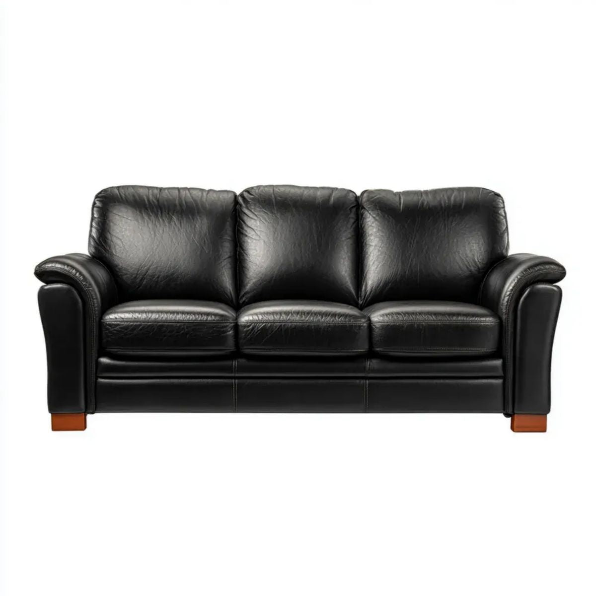 Sofa, 3-osobowa wyprostowany sofa czarny w PU syntetyczne skóry, 208 x 91 x 91 cm