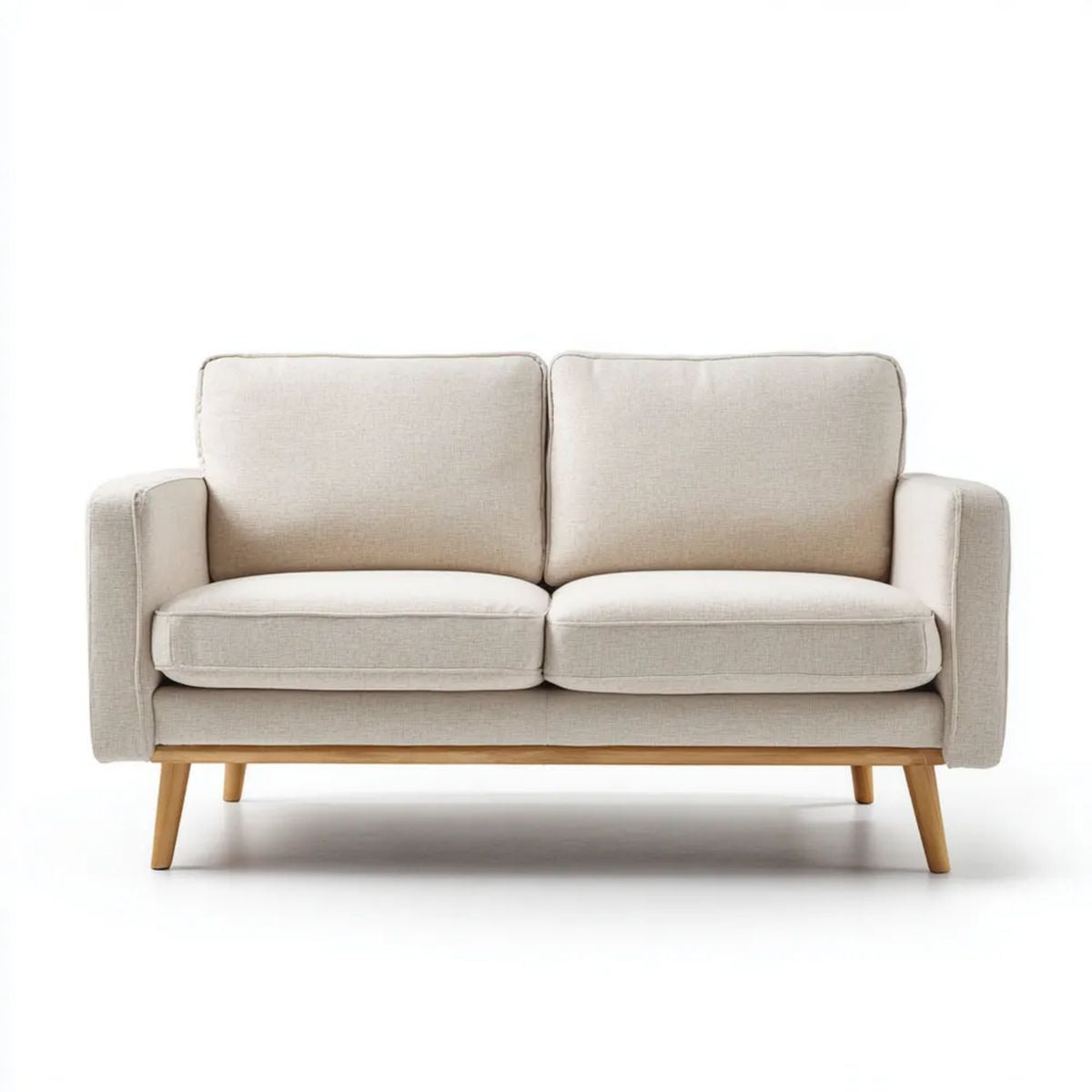 Sofa, 2-osobowa w beżowej betonowej sofie z drewnianymi nóżkami, 160 x 85 x 85 cm