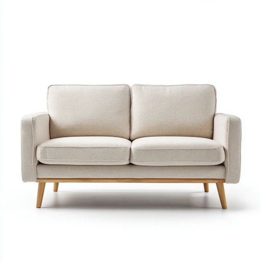 Sofa, 2-osobowa w beżowej betonowej sofie z drewnianymi nóżkami, 160 x 85 x 85 cm