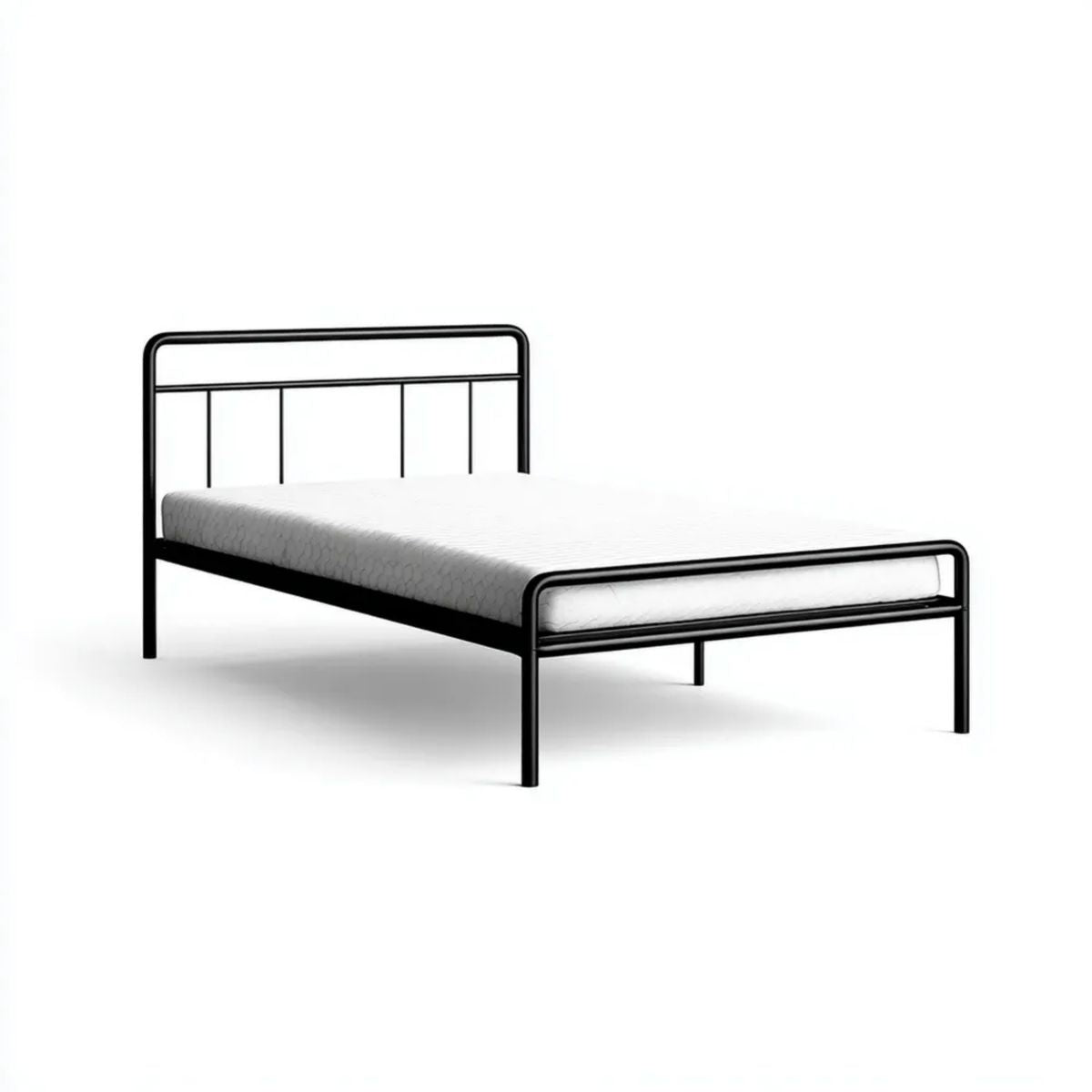 Łóżko pojedyncze, Jednodniowe łóżko ramka z czarnego stalowego blachu 90 x 190 cm z głową i footboardem