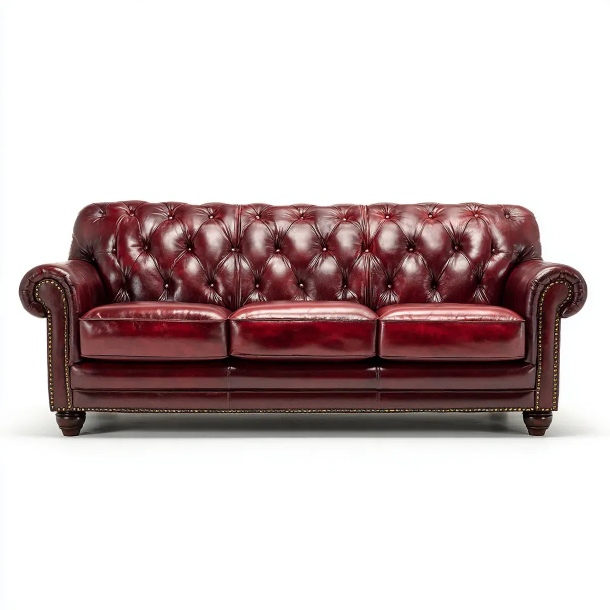 Sofa, Chesterfield 3-osobowa Bordeaux Sofa 225 x 90 x 78 cm PU- Sztuczna skóra