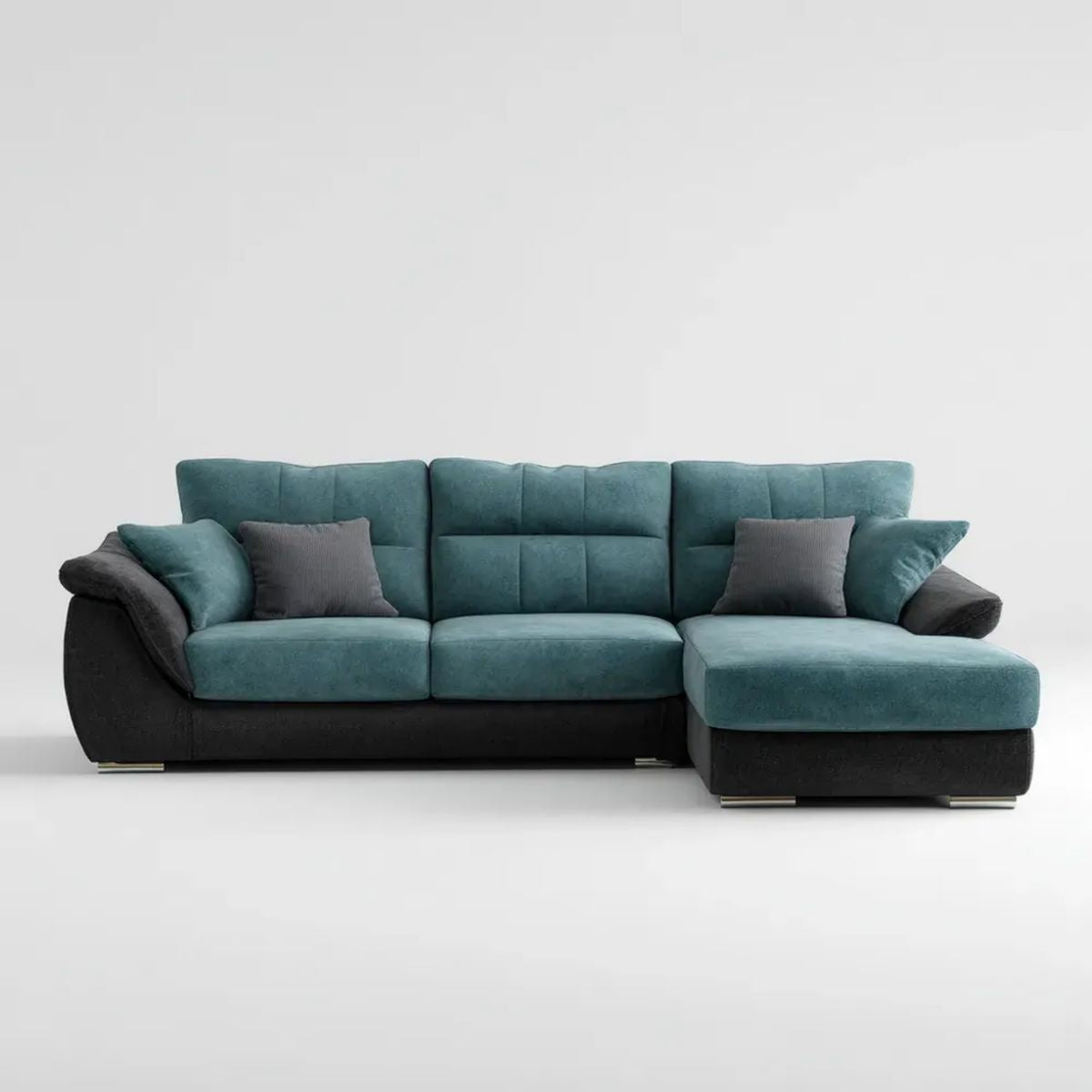 Sofa z przymocowaną do rogu prawej i prawej strony 3 miejsca Blond Duckack i czarny poliester, 260 x 165 x 88 cm