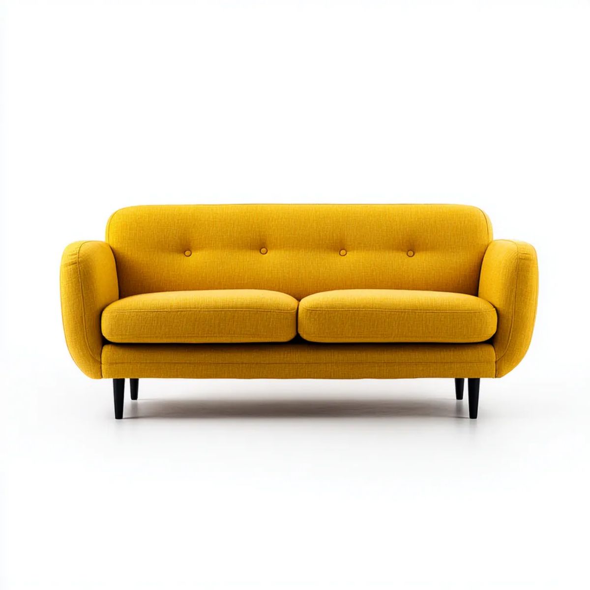 Sofa, 2-osobowa z żółtą musztardą sofa w poliestrze 160 x 85 x 82 cm