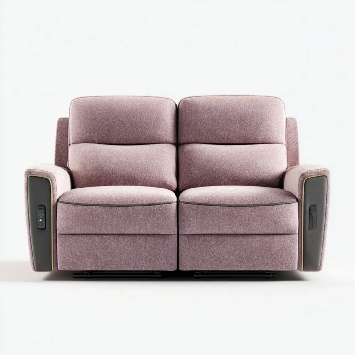 Sofa, 2-osobowa w prosty i elektryczny relaks sofa w różowym proszku i czarny poliester 160 x 95 x 102 cm